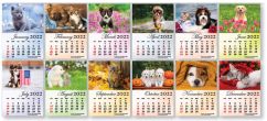Adhesive calendar No. FC-1016DC Kittens and Puppies monthly images